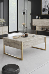 Măsuță de cafea Luxe, Diverse culori, 90x60x40 cm - Travertin - Auriu | SKU: 618BLY1354 | Măsuță de cafea Luxe, 90x60x40 cm, varianta Travertin - Auriu, produs pentru amenajarea locuinței, disponibil online în România la CasaMob