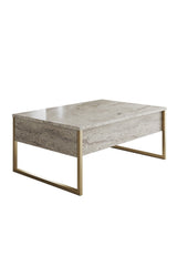 Măsuță de cafea Luxe, Diverse culori, 90x60x40 cm - Travertin - Auriu | SKU: 618BLY1354 | Măsuță de cafea Luxe, 90x60x40 cm, varianta Travertin - Auriu, produs pentru amenajarea locuinței, disponibil online în România la CasaMob