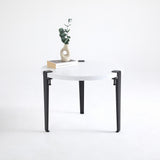 Măsuță de cafea Fregoia Black, Alb - Negru, Ø60x45 cm