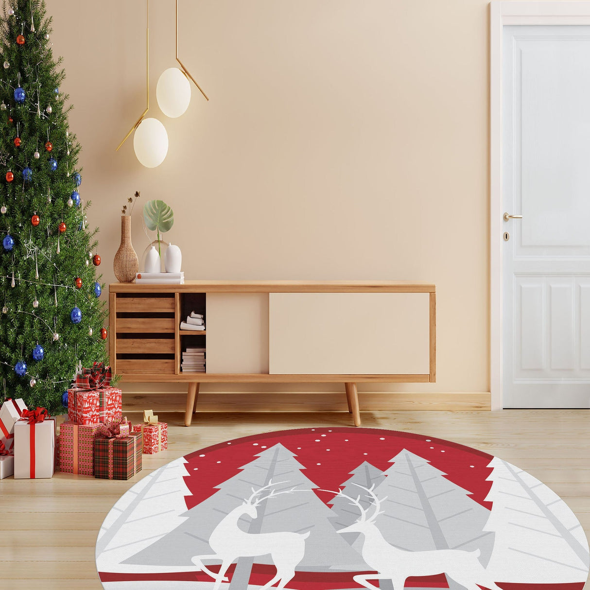 Covor Woopamuk448, Roșu - Alb, Diverse dimensiuni - Ø140x5 cm | SKU: 633HFT1462 | Covor Woopamuk448, Roșu - Alb, varianta Ø140x5 cm, produs pentru amenajarea locuinței, disponibil online în România la CasaMob