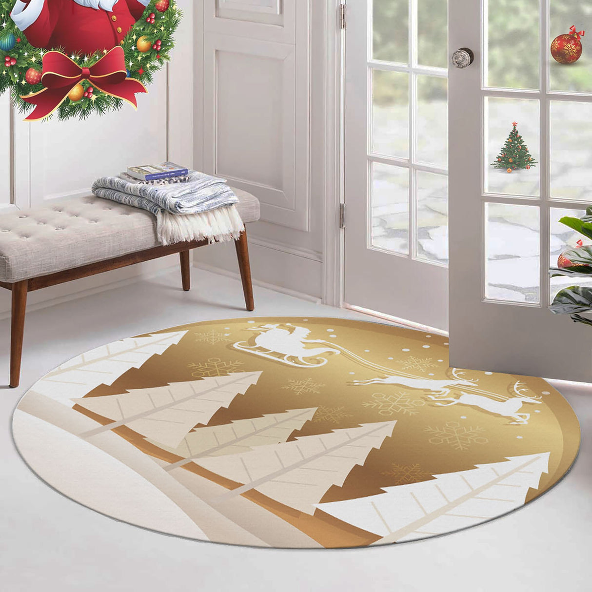 Covor Woopamuk449, Auriu - Alb, Diverse dimensiuni - Ø80x5 cm | SKU: 633HFT1467 | Covor Woopamuk449, Auriu - Alb, varianta Ø80x5 cm, produs pentru amenajarea locuinței, disponibil online în România la CasaMob