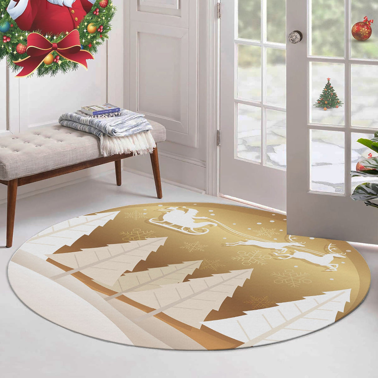 Covor Woopamuk449, Auriu - Alb, Diverse dimensiuni - Ø180x5 cm | SKU: 633HFT1477 | Covor Woopamuk449, Auriu - Alb, varianta Ø180x5 cm, produs pentru amenajarea locuinței, disponibil online în România la CasaMob