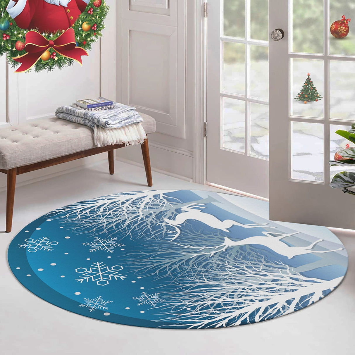 Covor Woopamuk450, Albastru - Alb, Diverse dimensiuni - Ø90x5 cm | SKU: 633HFT1479 | Covor Woopamuk450, Albastru - Alb, varianta Ø90x5 cm, produs pentru amenajarea locuinței, disponibil online în România la CasaMob