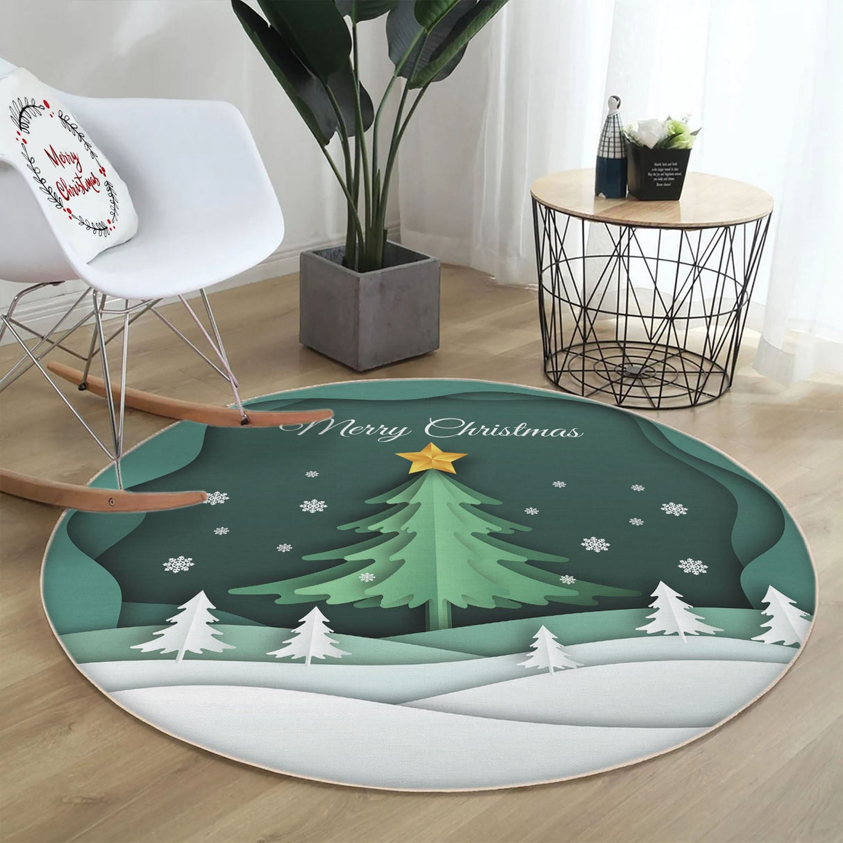 Covor Woopamuk465, Verde - Alb, Diverse dimensiuni - Ø100x5 cm | SKU: 633HFT1647 | Covor Woopamuk465, Verde - Alb, varianta Ø100x5 cm, produs pentru amenajarea locuinței, disponibil online în România la CasaMob