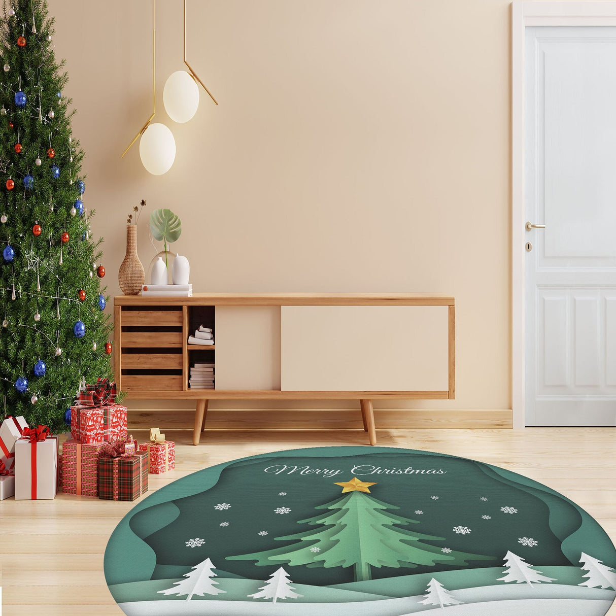 Covor Woopamuk465, Verde - Alb, Diverse dimensiuni - Ø130x5 cm | SKU: 633HFT1650 | Covor Woopamuk465, Verde - Alb, varianta Ø130x5 cm, produs pentru amenajarea locuinței, disponibil online în România la CasaMob