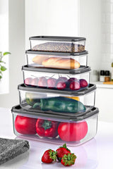 Set cutie de depozitare, Transparent, 15x8x23 cm