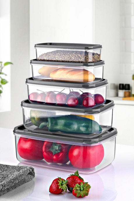 Set cutie de depozitare, Transparent, 15x8x23 cm