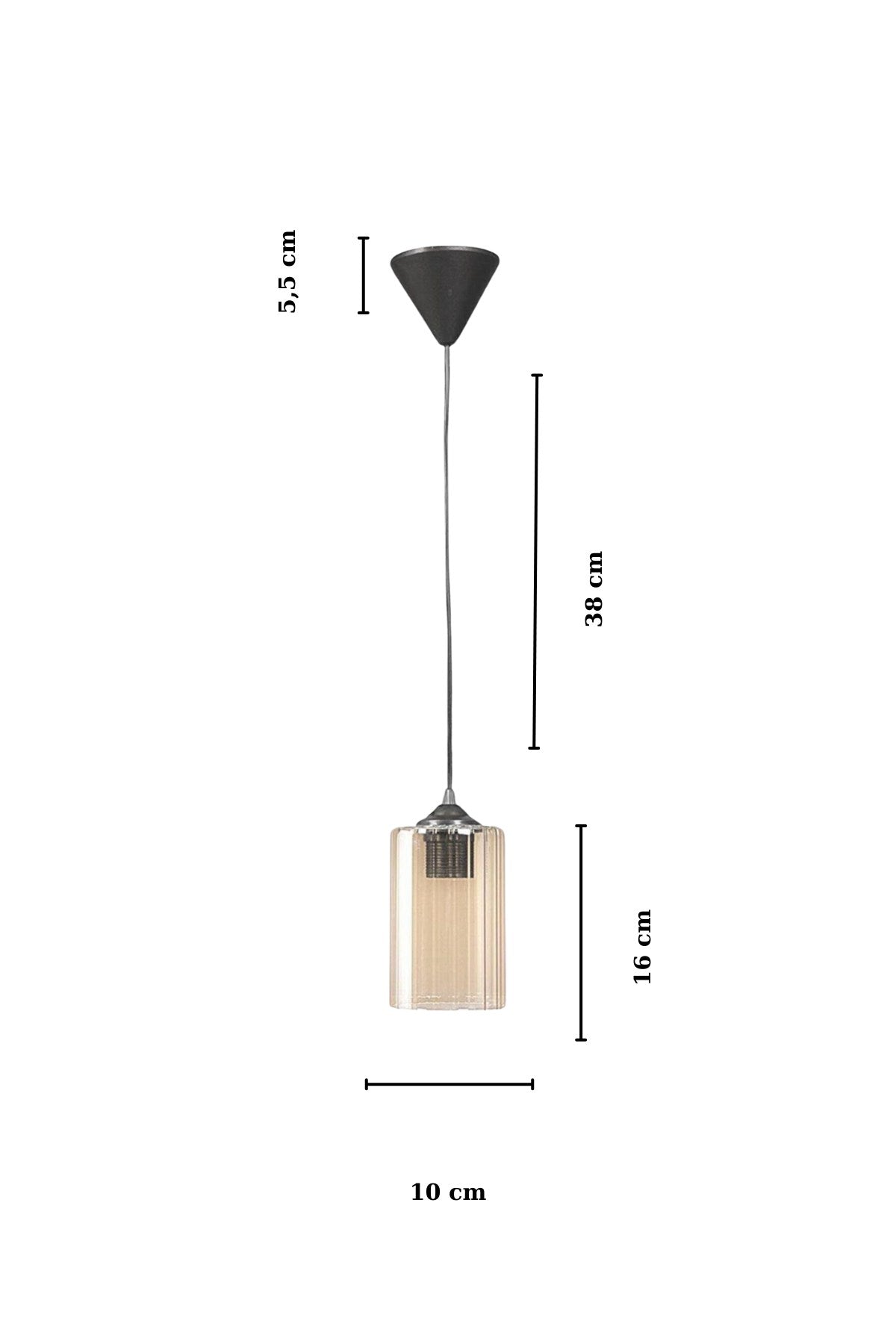 Lustră LB055, Honey - Negru, Ø10x16 cm