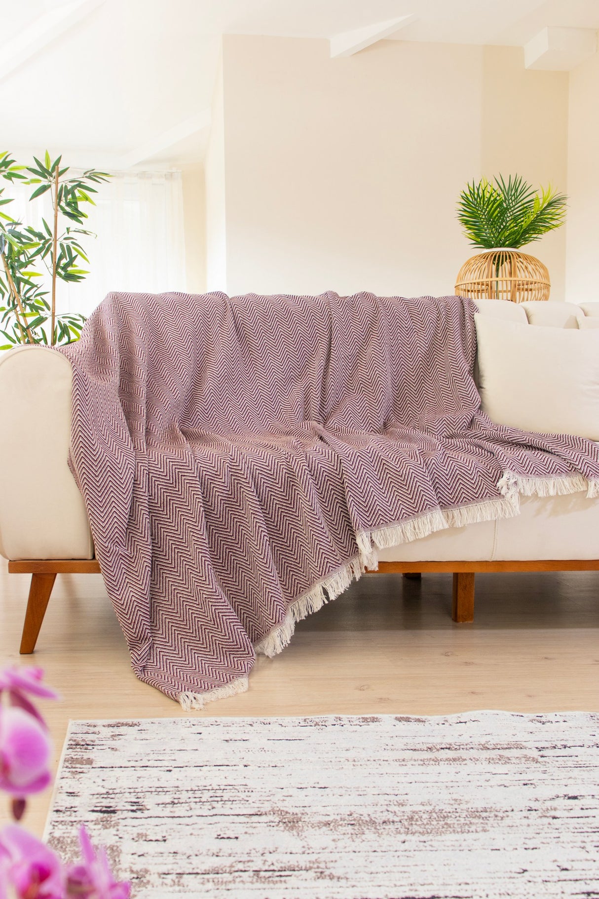 Cuvertură Woven Cozy, Bordo, 170x200 cm