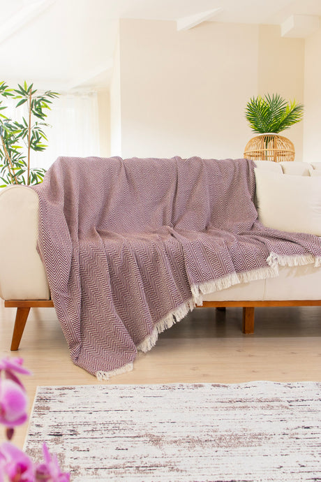 Cuvertură Woven Cozy, Bordo, 170x200 cm