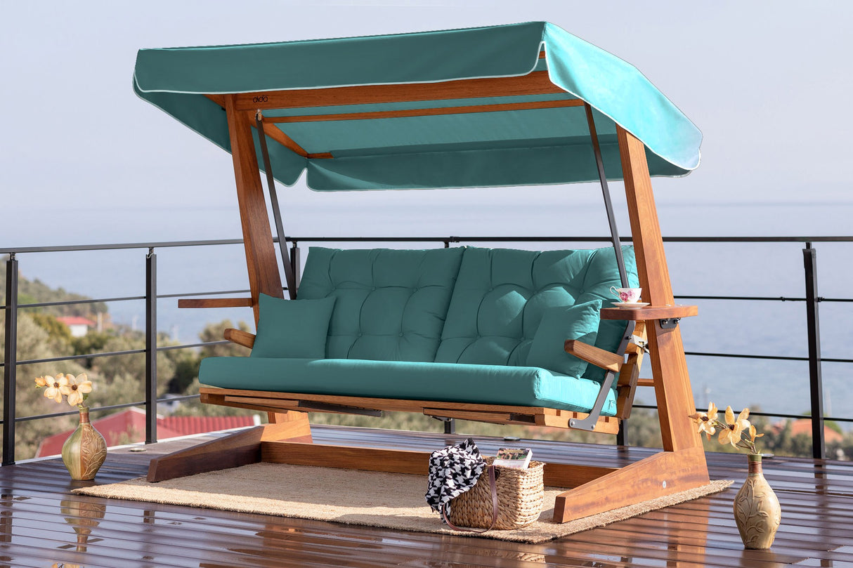 Balansoar de grădină Sia 2200, Natur - Dark green, 175x70x190 cm