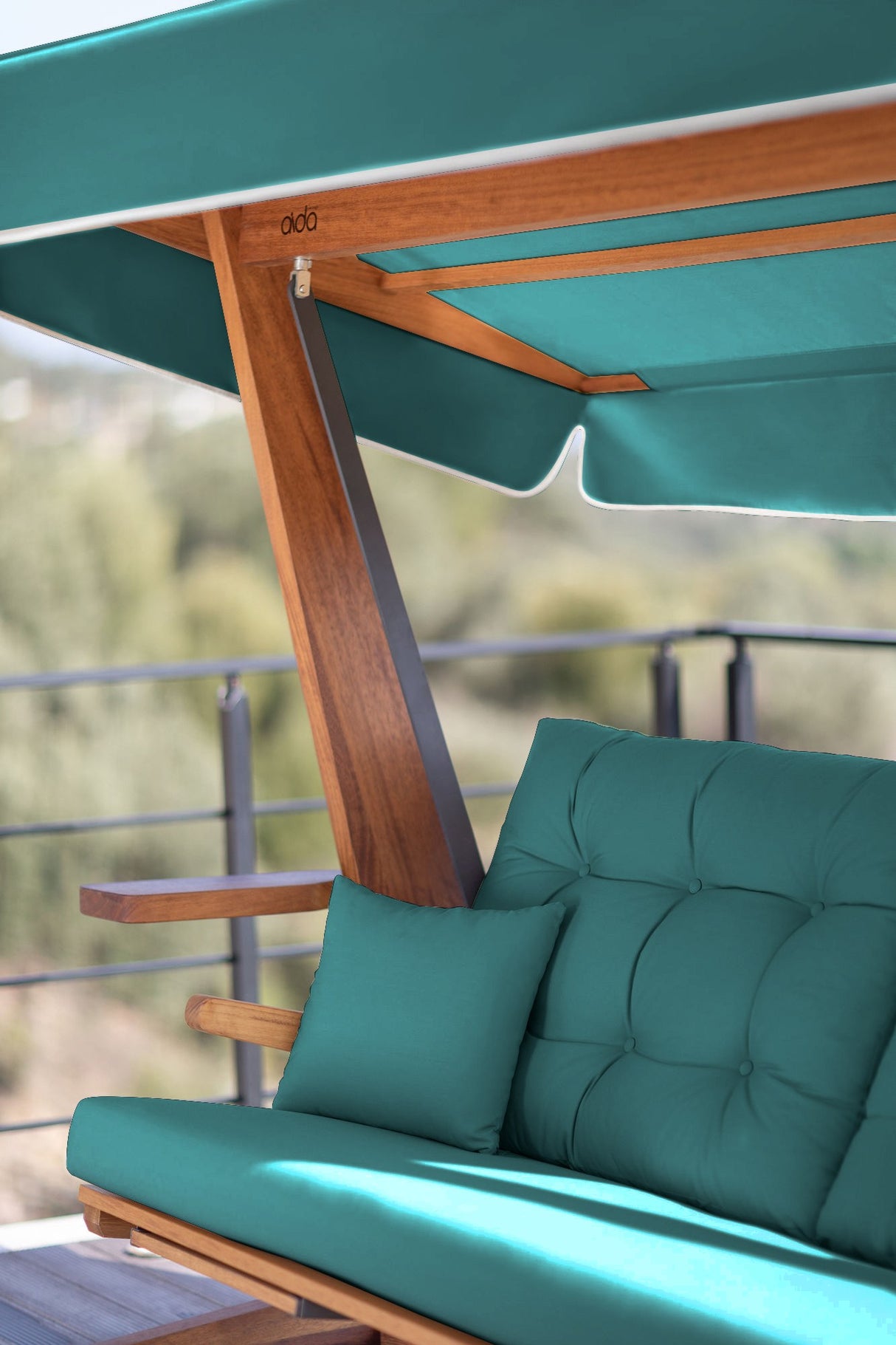 Balansoar de grădină Sia 2200, Natur - Dark green, 175x70x190 cm