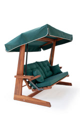 Balansoar de grădină Sia 2200, Natur - Dark green, 175x70x190 cm