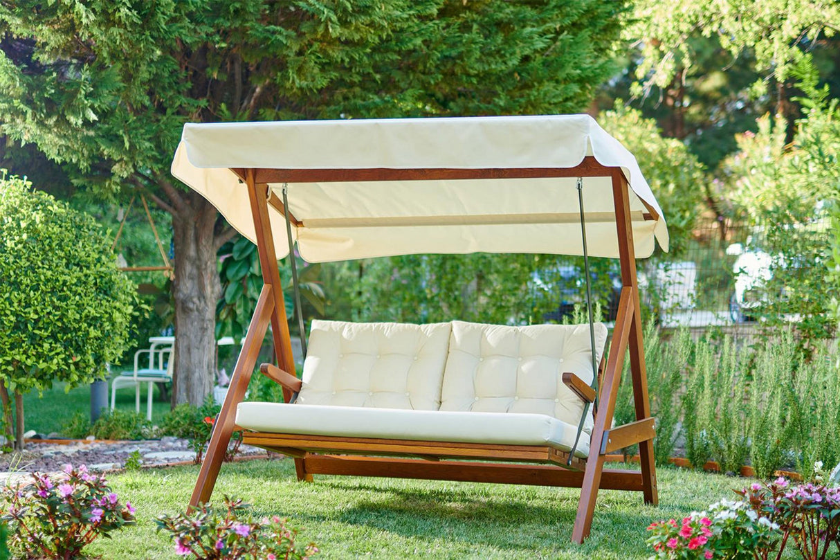 Balansoar de grădină Helen 2000, Diverse culori, 148x58x180 cm - Natur - Bej | SKU: 675SWG1109 | Balansoar de grădină Helen 2000, 148x58x180 cm, varianta Natur - Bej, produs pentru amenajarea locuinței, disponibil online în România la CasaMob
