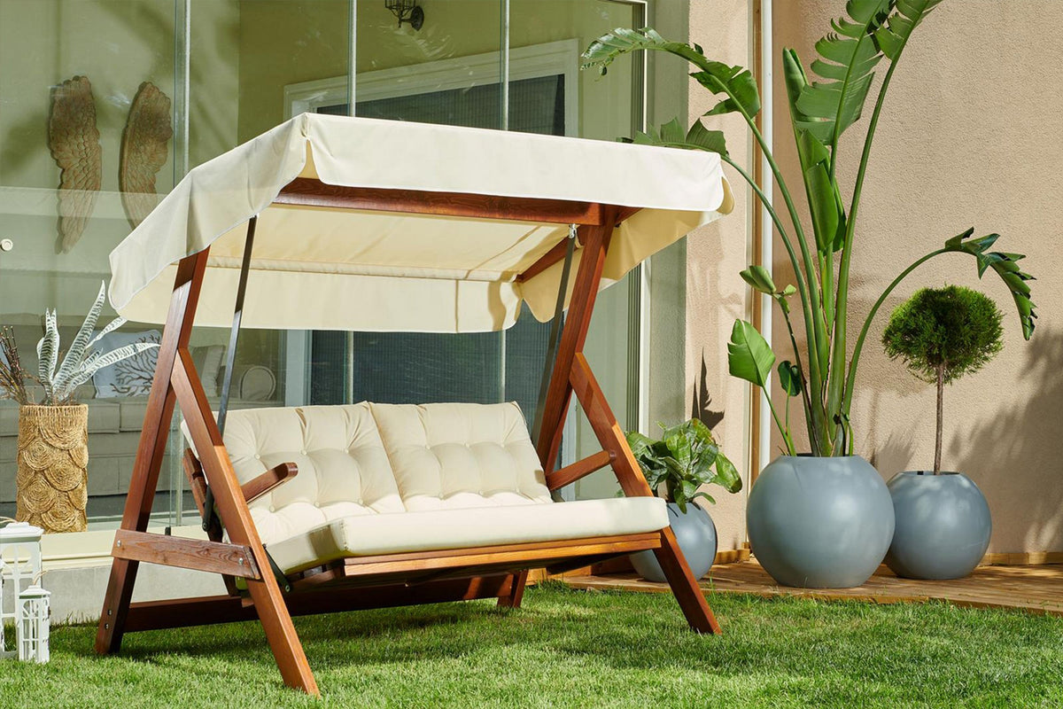 Natur - Bej | SKU: 675SWG1109 | Balansoar de grădină Helen 2000, 148x58x180 cm, varianta Natur - Bej, produs pentru amenajarea locuinței, disponibil online în România la CasaMob