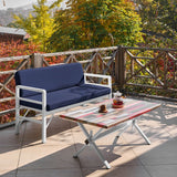 Set de grădină Pandora (2-2-S), Diverse culori, 139x75x52 cm - Alb - Albastru închis | SKU: 679HVN1191 | Set de grădină Pandora (2-2-S), 139x75x52 cm, varianta Alb - Albastru închis, produs pentru amenajarea locuinței, disponibil online în România la CasaMob