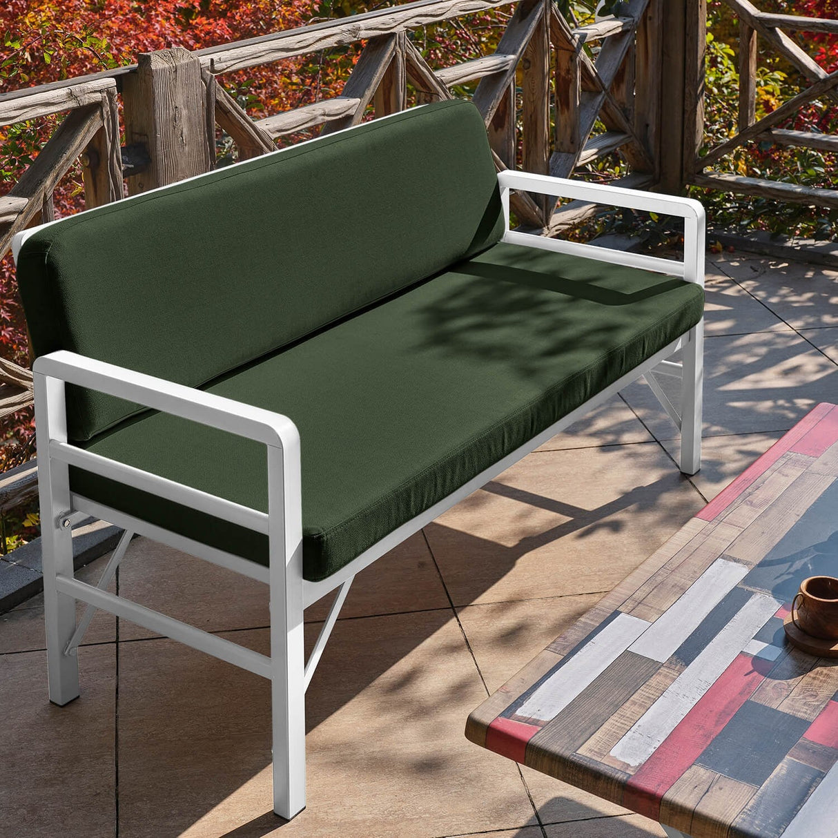 Set de grădină Pandora (2-2-S), Diverse culori, 139x75x52 cm - Alb - Verde | SKU: 679HVN1193 | Set de grădină Pandora (2-2-S), 139x75x52 cm, varianta Alb - Verde, produs pentru amenajarea locuinței, disponibil online în România la CasaMob