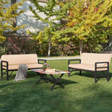 Set de grădină Pandora (2-2-S), Diverse culori, 139x75x52 cm - Negru - Bej | SKU: 679HVN1195 | Set de grădină Pandora (2-2-S), 139x75x52 cm, varianta Negru - Bej, produs pentru amenajarea locuinței, disponibil online în România la CasaMob