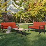 Set de grădină Pandora (2-2-S), Diverse culori, 139x75x52 cm - Negru - Roșu cărămiziu | SKU: 679HVN1198 | Set de grădină Pandora (2-2-S), 139x75x52 cm, varianta Negru - Roșu cărămiziu, produs pentru amenajarea locuinței, disponibil online în România la CasaMob