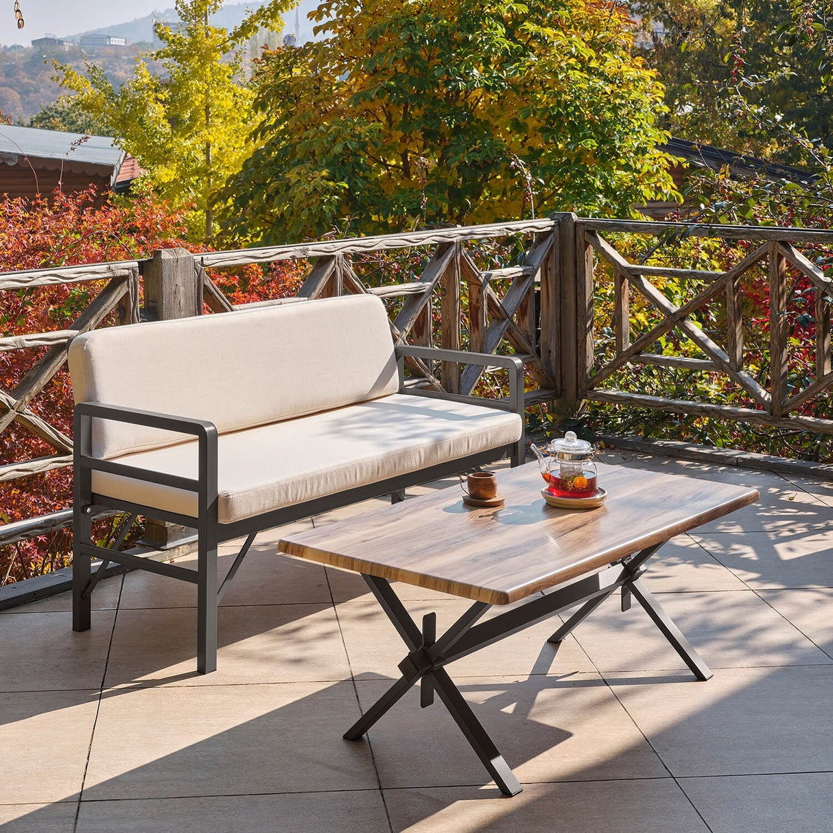 Set de grădină Pandora (2-2-S), Diverse culori, 139x75x52 cm - Antracit - Crem | SKU: 679HVN1201 | Set de grădină Pandora (2-2-S), 139x75x52 cm, varianta Antracit - Crem, produs pentru amenajarea locuinței, disponibil online în România la CasaMob