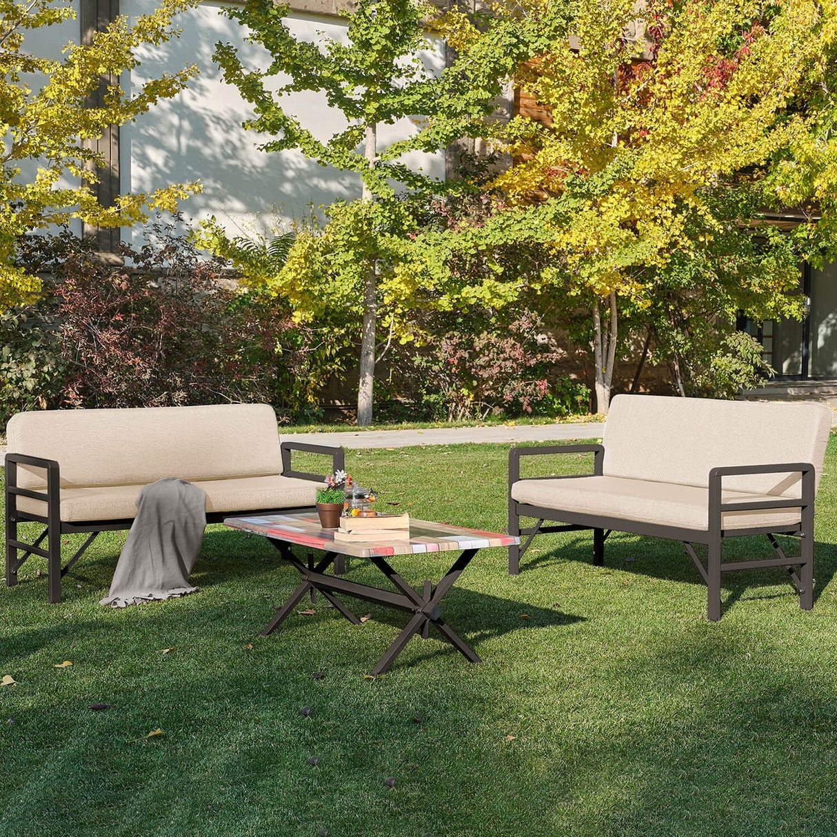 Set de grădină Pandora (2-2-S), Diverse culori, 139x75x52 cm - Antracit - Crem | SKU: 679HVN1201 | Set de grădină Pandora (2-2-S), 139x75x52 cm, varianta Antracit - Crem, produs pentru amenajarea locuinței, disponibil online în România la CasaMob