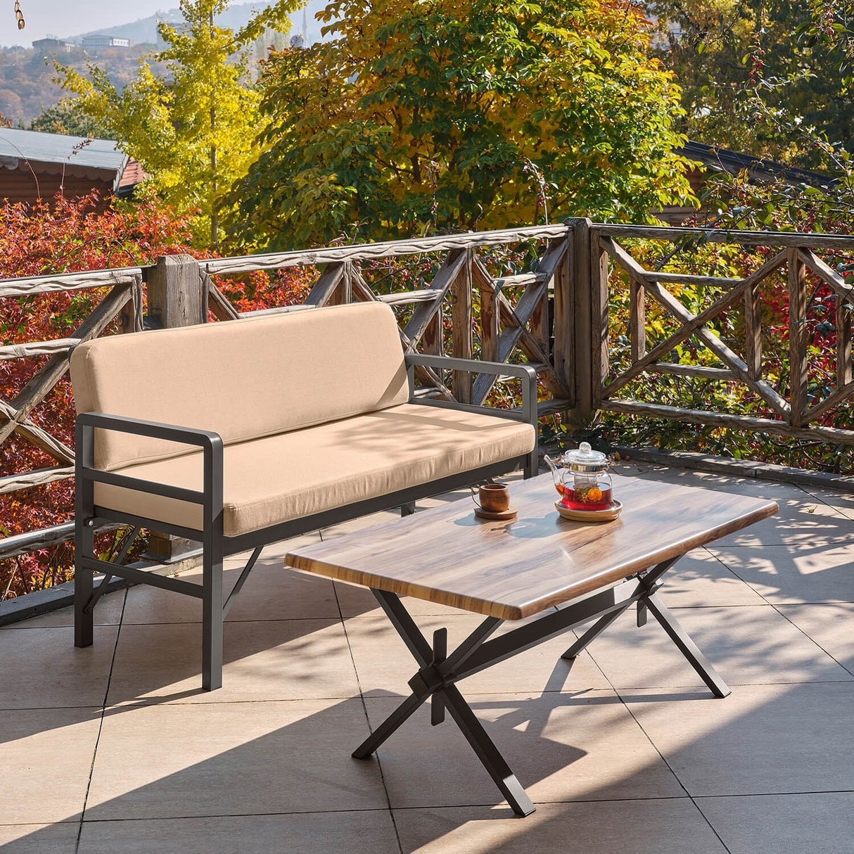 Set de grădină Pandora (2-2-S), Diverse culori, 139x75x52 cm - Antracit - Bej | SKU: 679HVN1202 | Set de grădină Pandora (2-2-S), 139x75x52 cm, varianta Antracit - Bej, produs pentru amenajarea locuinței, disponibil online în România la CasaMob