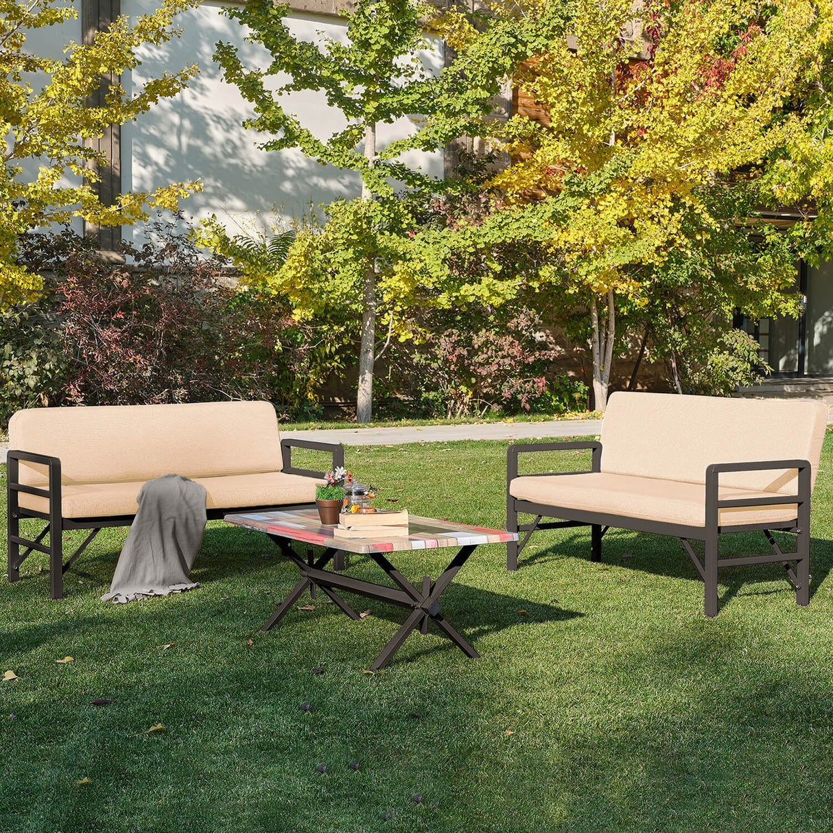 Set de grădină Pandora (2-2-S), Diverse culori, 139x75x52 cm - Antracit - Bej | SKU: 679HVN1202 | Set de grădină Pandora (2-2-S), 139x75x52 cm, varianta Antracit - Bej, produs pentru amenajarea locuinței, disponibil online în România la CasaMob