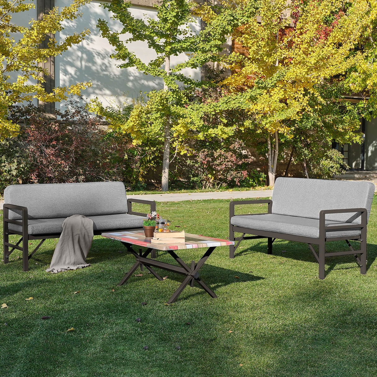 Set de grădină Pandora (2-2-S), Diverse culori, 139x75x52 cm - Antracit - Gri | SKU: 679HVN1203 | Set de grădină Pandora (2-2-S), 139x75x52 cm, varianta Antracit - Gri, produs pentru amenajarea locuinței, disponibil online în România la CasaMob