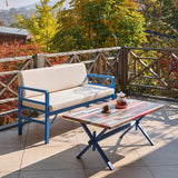 Set de grădină Pandora (2-2-S), Diverse culori, 139x75x52 cm - Albastru - Crem | SKU: 679HVN1205 | Set de grădină Pandora (2-2-S), 139x75x52 cm, varianta Albastru - Crem, produs pentru amenajarea locuinței, disponibil online în România la CasaMob