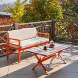Set de grădină Pandora (2-2-S), Diverse culori, 139x75x52 cm - Portocaliu - Crem | SKU: 679HVN1208 | Set de grădină Pandora (2-2-S), 139x75x52 cm, varianta Portocaliu - Crem, produs pentru amenajarea locuinței, disponibil online în România la CasaMob