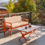 Set de grădină Pandora (2-2-S), Diverse culori, 139x75x52 cm - Portocaliu - Bej | SKU: 679HVN1209 | Set de grădină Pandora (2-2-S), 139x75x52 cm, varianta Portocaliu - Bej, produs pentru amenajarea locuinței, disponibil online în România la CasaMob