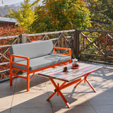 Set de grădină Pandora (2-2-S), Diverse culori, 139x75x52 cm - Portocaliu - Gri | SKU: 679HVN1210 | Set de grădină Pandora (2-2-S), 139x75x52 cm, varianta Portocaliu - Gri, produs pentru amenajarea locuinței, disponibil online în România la CasaMob