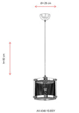 Lustră AV-4340-1S-BSY, Negru - Auriu, Ø28 cm