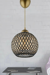 Lustra cu Abajur din Bumbac DL350 - Auriu Negru, SKU 687HMY1107