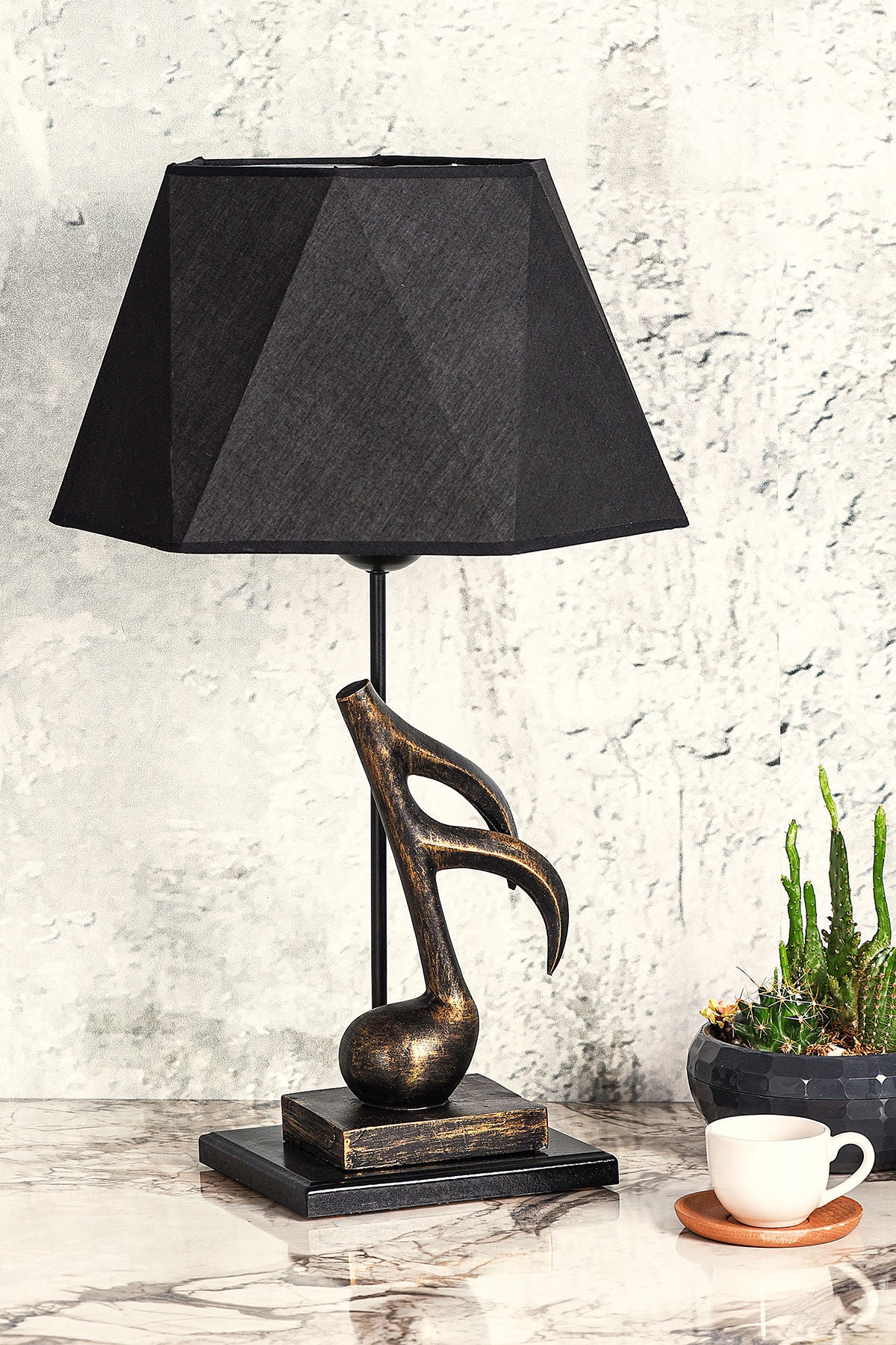 Veioză TM212, Auriu - Negru, Ø30x55 cm