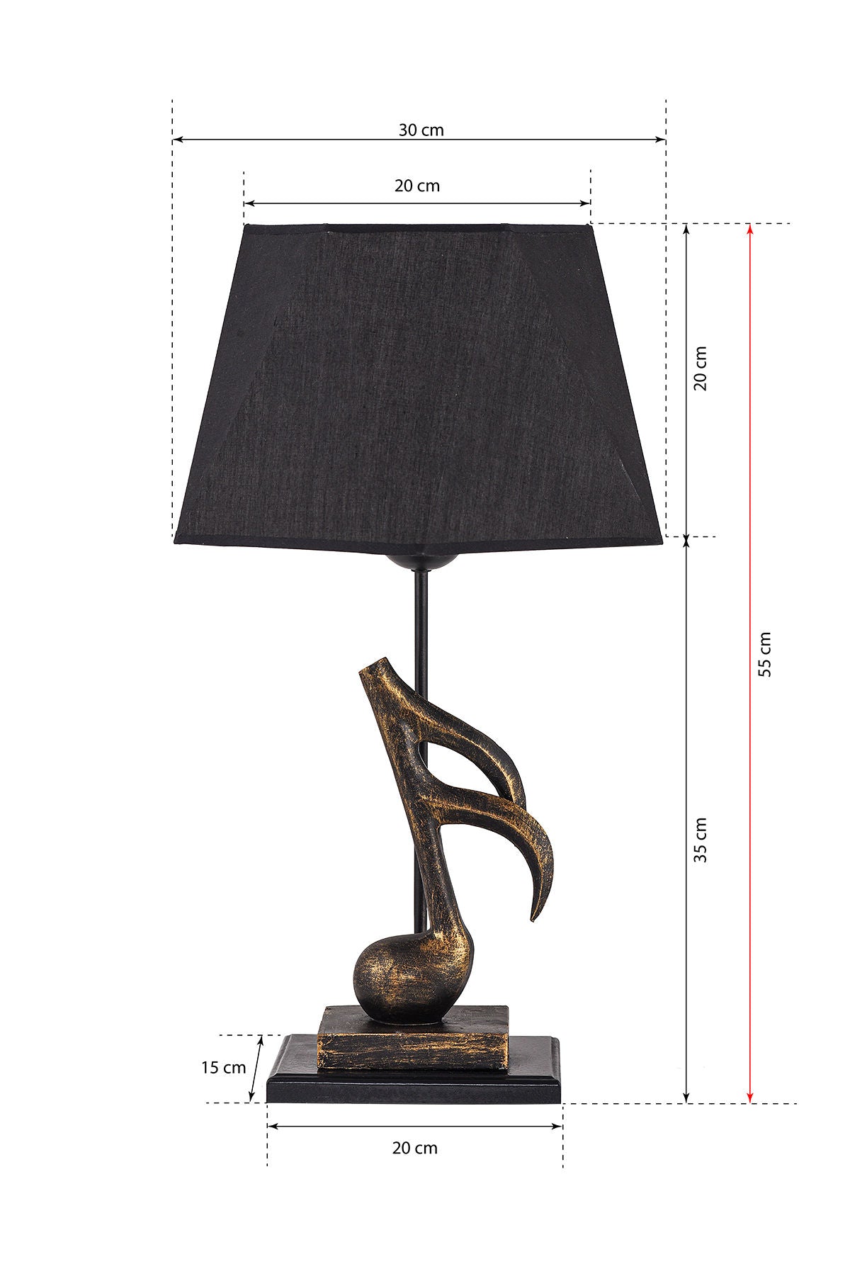 Veioză TM212, Auriu - Negru, Ø30x55 cm