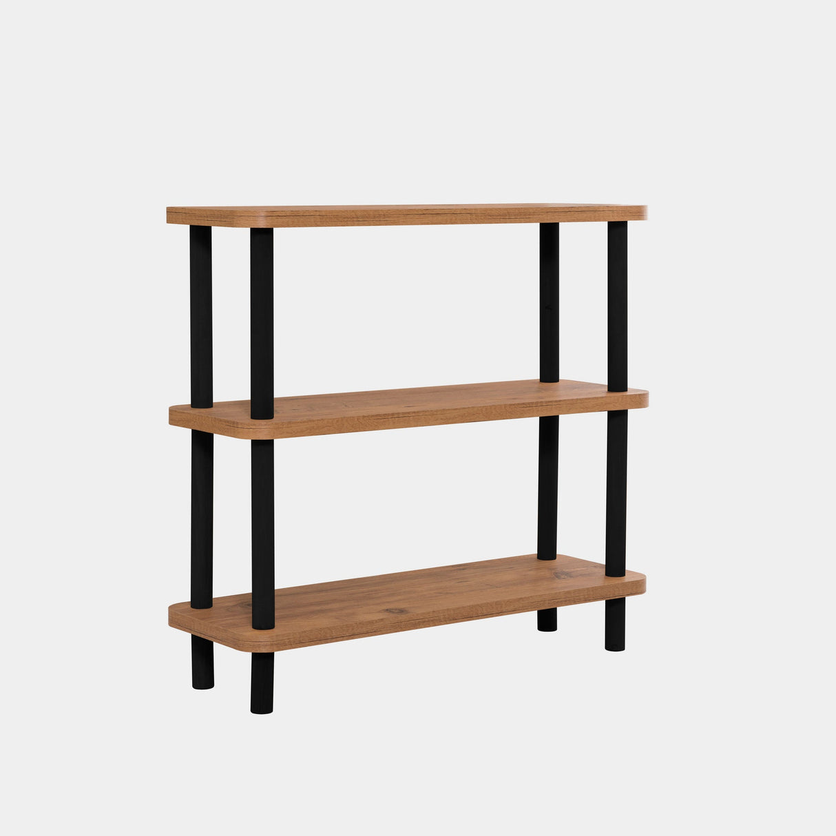 Bibliotecă Step, Diverse culori, 80x28x75 cm - Negru - Pin atlantic | SKU: 688DRA1210 | Bibliotecă Step, 80x28x75 cm, varianta Negru - Pin atlantic, produs pentru amenajarea locuinței, disponibil online în România la CasaMob