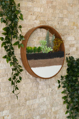 Decorațiune de perete din metal Redosier Dogwood, Alb - Maro, 25x25x5 cm