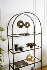 Bibliotecă Mona Glass, Negru, 80x30x175 cm