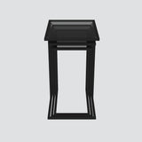 Set 3 măsuțe de cafea İbiza - Black, Smoked Glass, Negru, 42x34x58 cm
