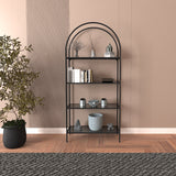 Bibliotecă Mona - Black, Smoked Glass 80, Negru, 80x30x175 cm