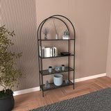 Bibliotecă Mona - Black, Smoked Glass 80, Negru, 80x30x175 cm