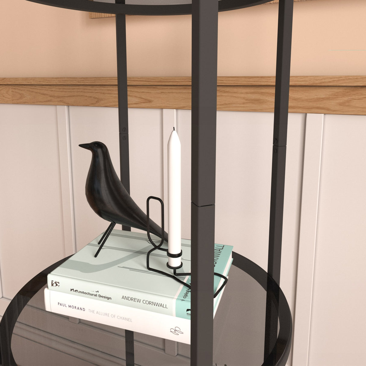 Bibliotecă Vogue - Black, Smoked Glass, Negru, 42x42x150 cm