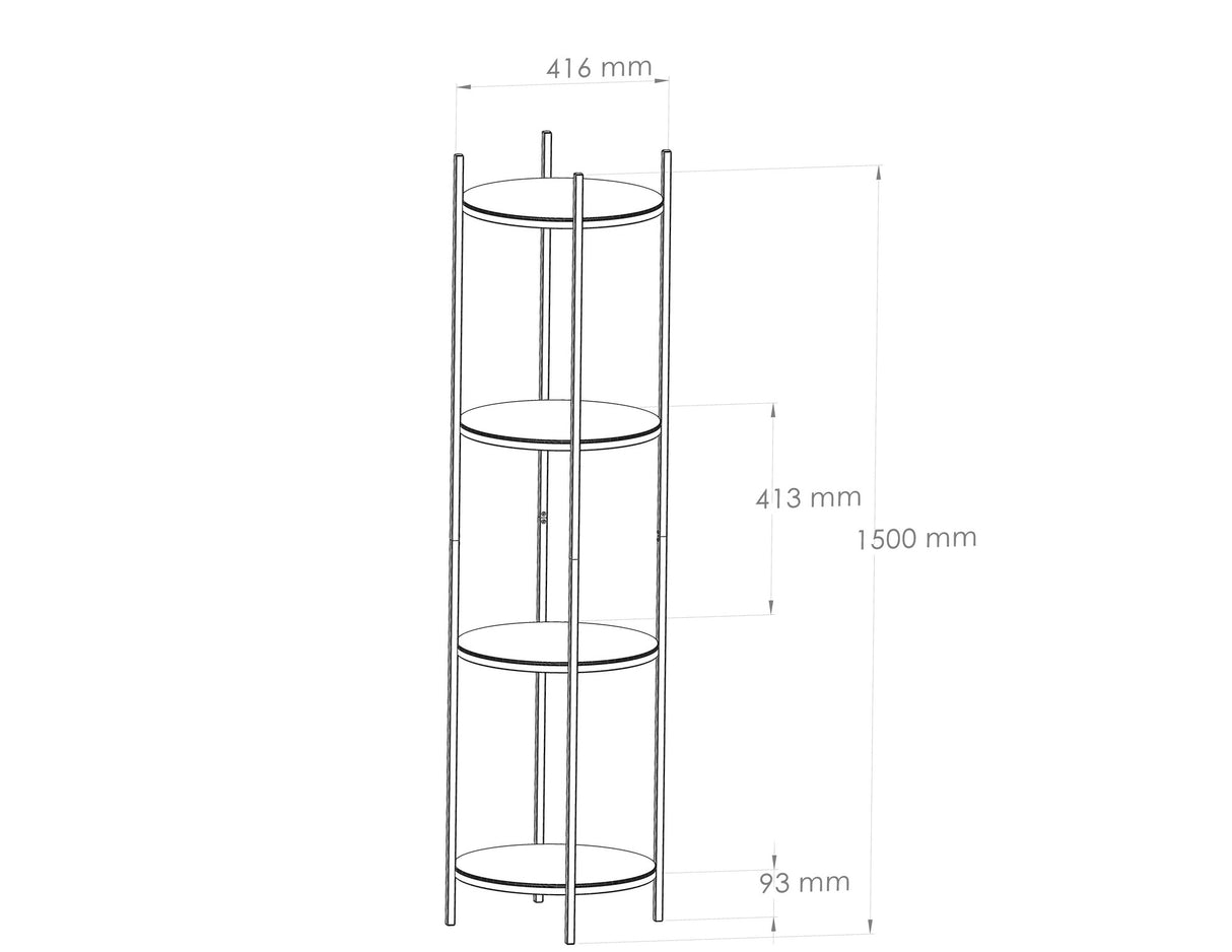 Bibliotecă Vogue - Black, Smoked Glass, Negru, 42x42x150 cm