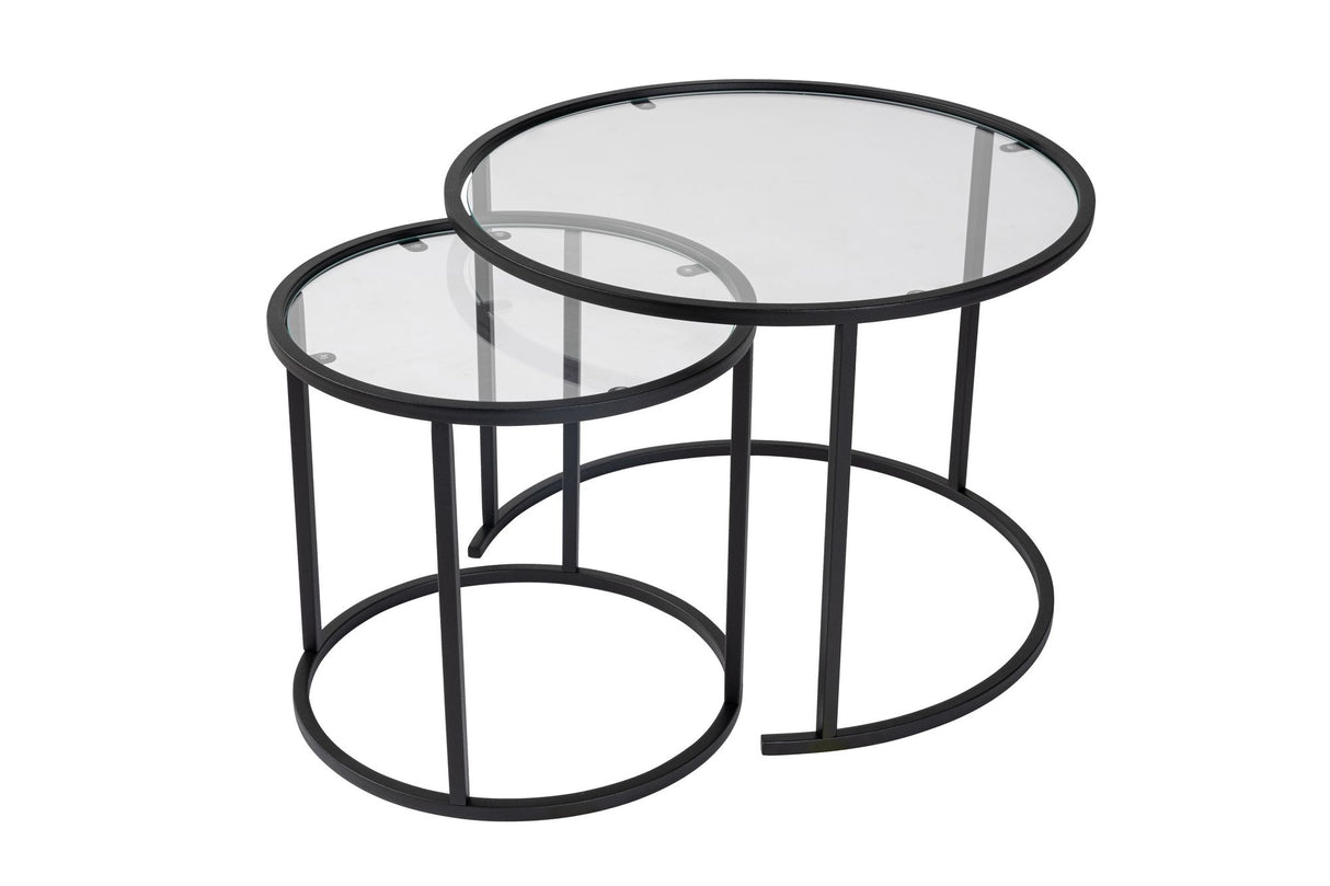 Măsuță de cafea Black-Transparent-60-42, Negru, 60x60x43 cm