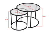 Măsuță de cafea Black-Transparent-60-42, Negru, 60x60x43 cm