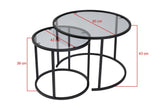 Măsuță de cafea Black-Grey-60-42, Negru, 42x42x39 cm