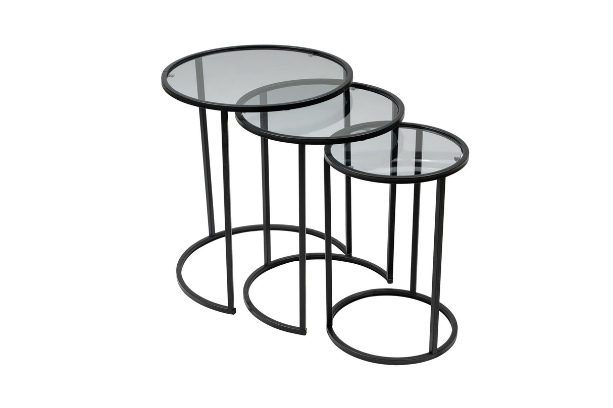 Set 3 măsuțe de cafea Alya, Negru, 34x34x50 cm