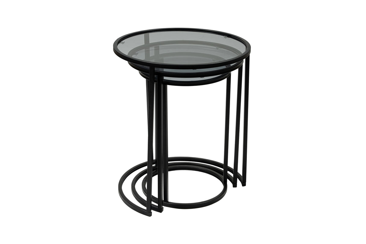 Set 3 măsuțe de cafea Alya, Negru, 34x34x50 cm