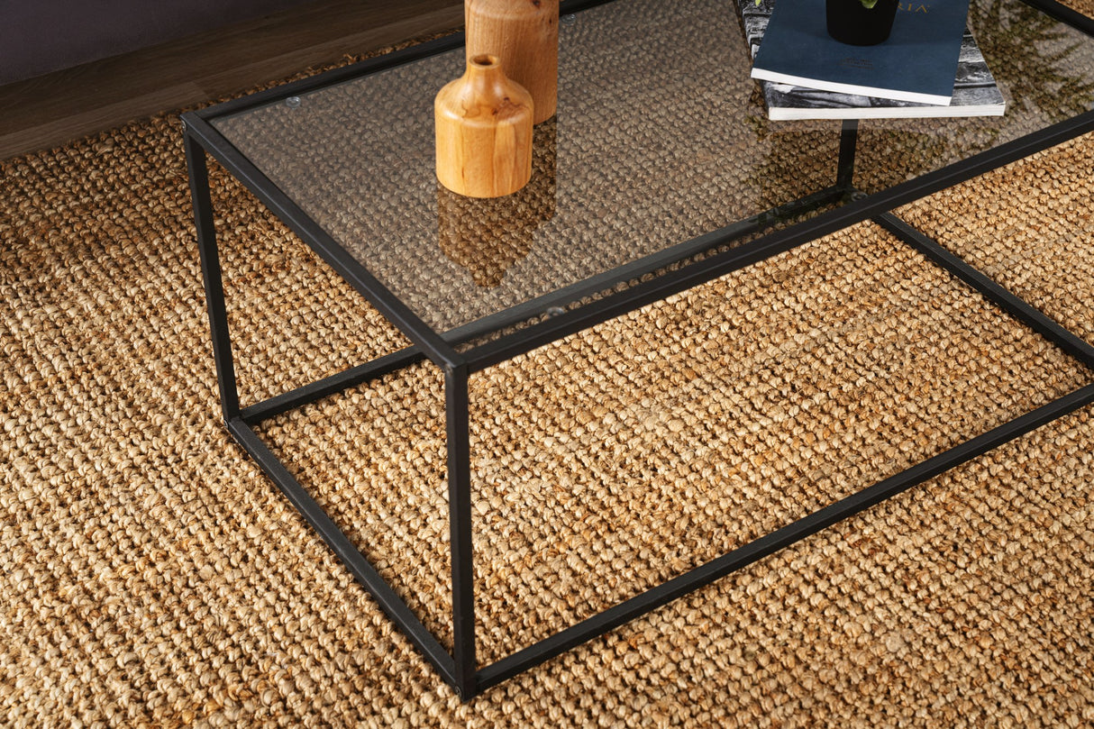 Măsuță de cafea Lizbon - Smoked Glass, Negru, 90x50x40 cm